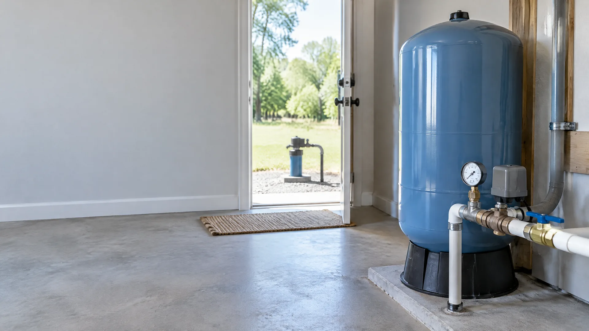 Illustrative well-water pressure tank and pump equipment for Meridian-area homeowners